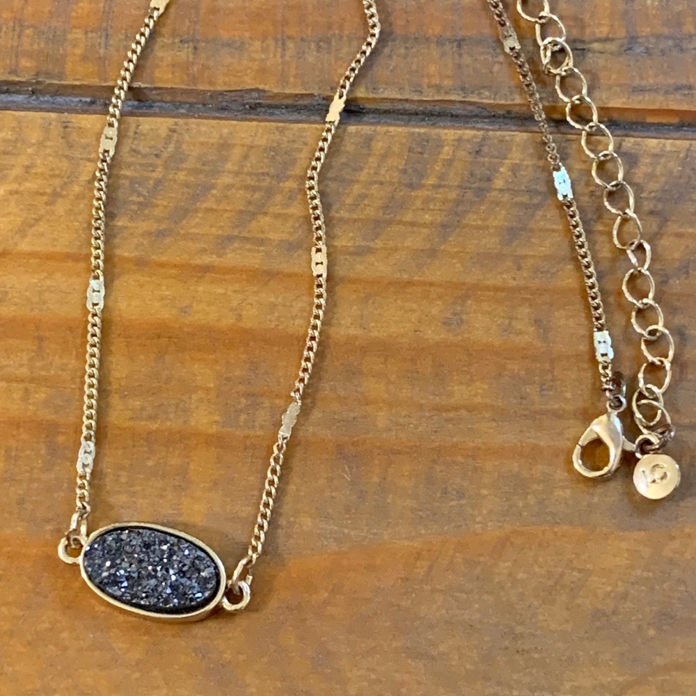 LC Druzy Magnetite Gold Tone Necklace